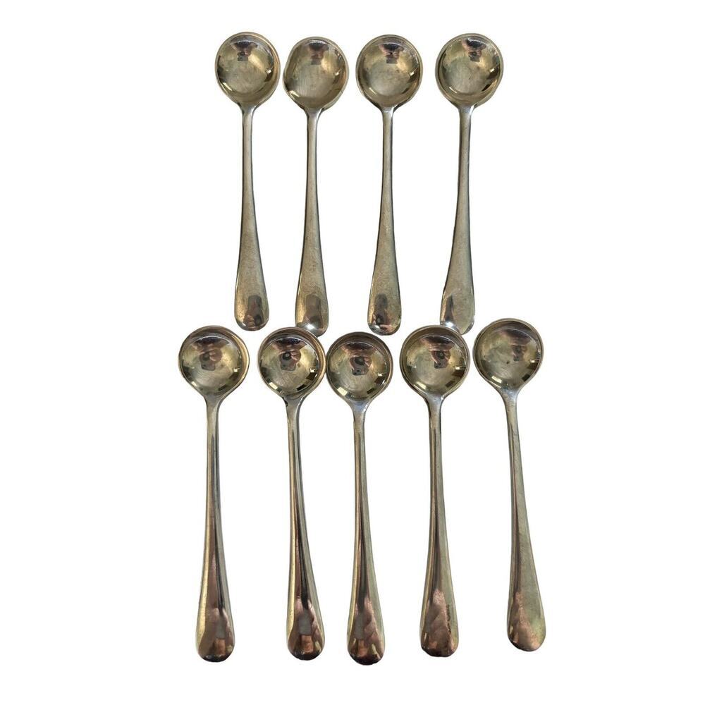 9 Elkington Monarchy Salt Spoons Silverplate 3 1/4" Antique Set England